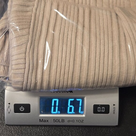 Aerie Ribbed Off-Shoulder Crop Light Beige Knit Top L - Picture 8 of 8